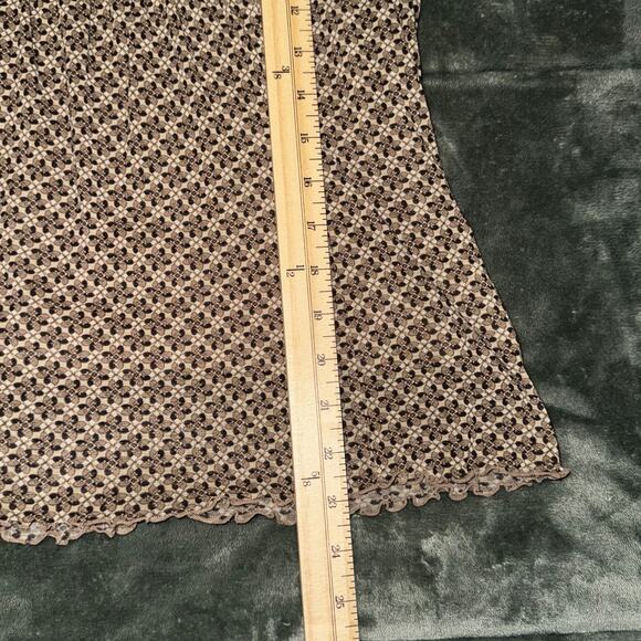 Y2K Axcess Liz Claiborne Blouse Top Women’s Large Brown Short Sleeve V-Neck - Picture 7 of 7